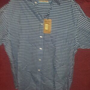 Gold Label Men's Shirt XL Blue Plaid Trim Perfect Performance Button-Down